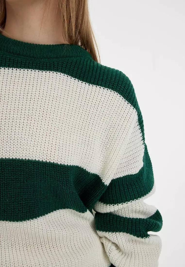 Crew Neck Stripe Knit Jumper