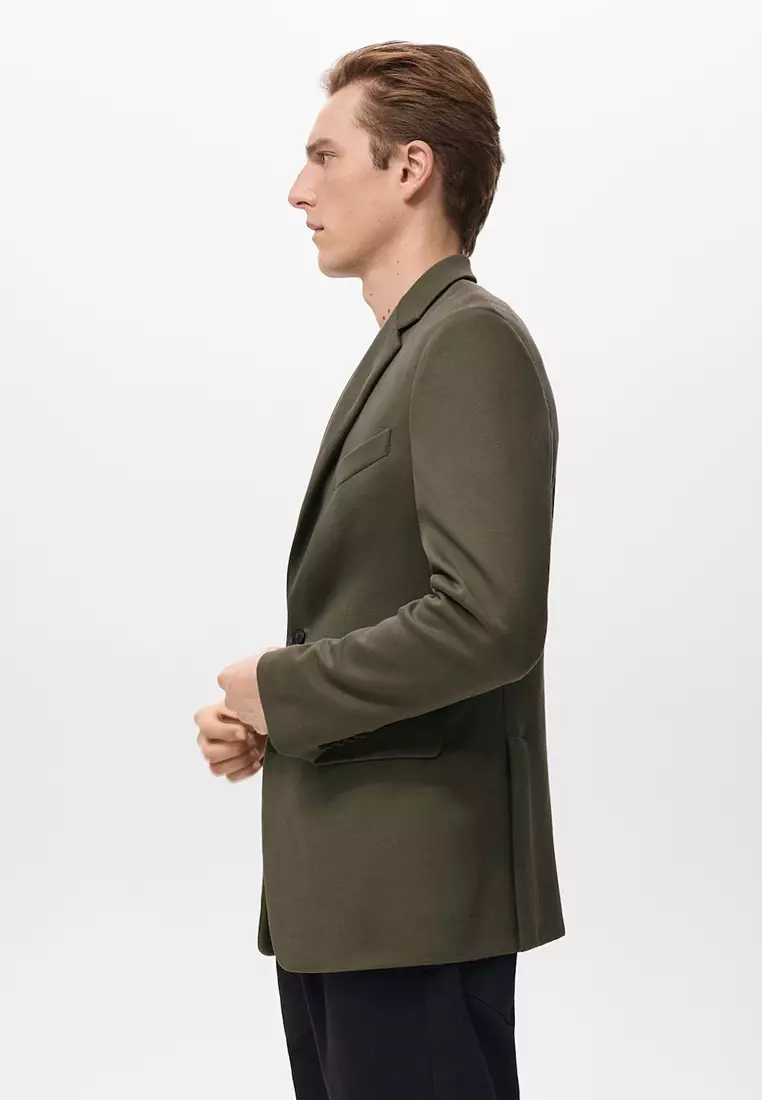 Structured Slim Fit Cotton Blazer