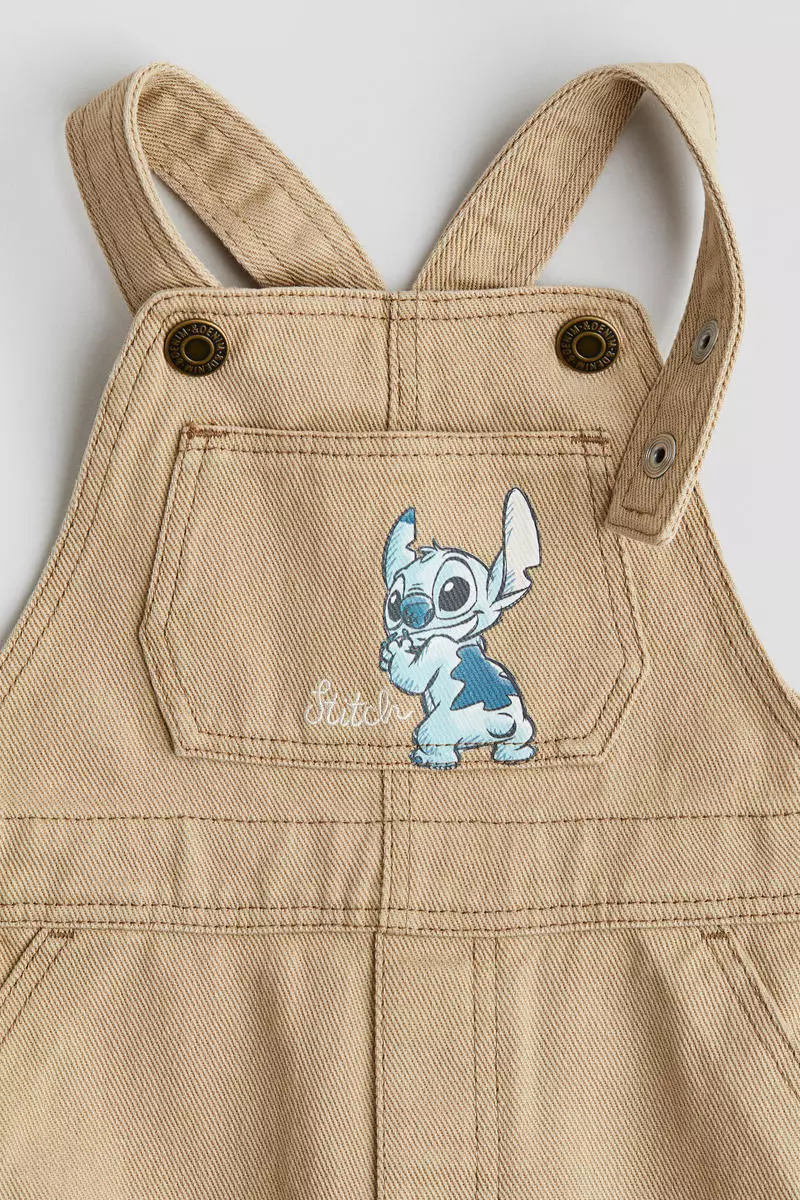 Motif-detail twill dungarees