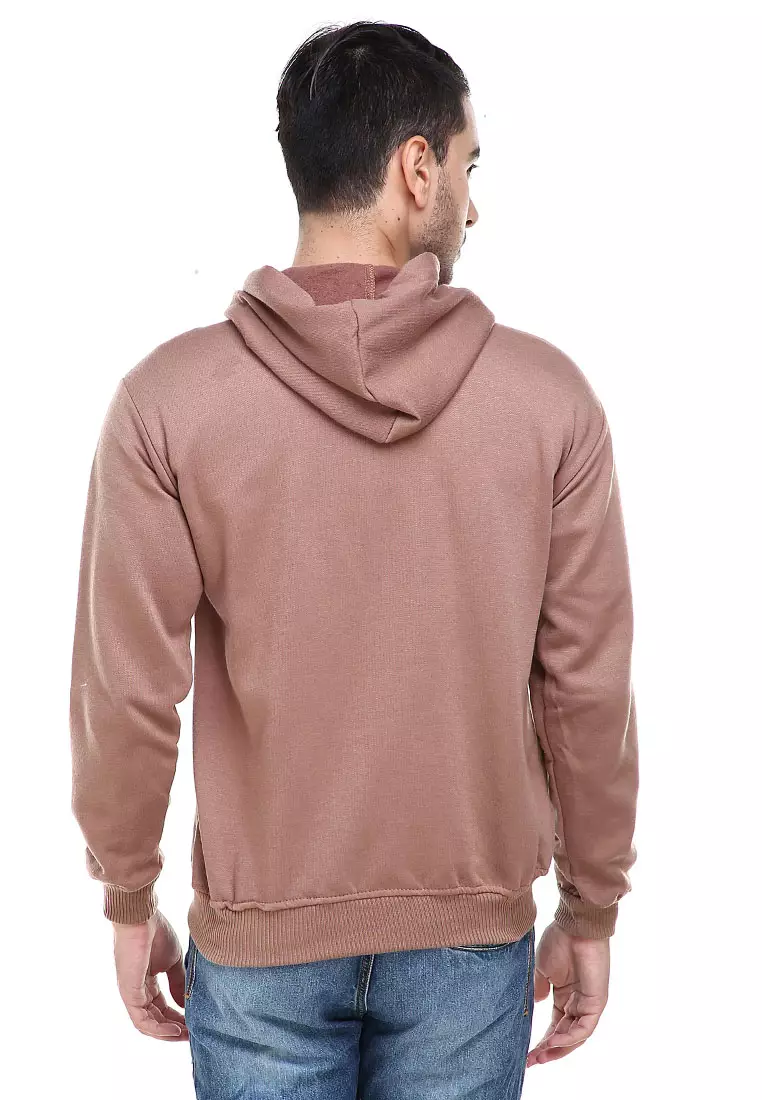 Clover Jaket Sweater Hoodie Polos Pria Casual Plain Jacket Material Fleece ORIGINAL - Mocca