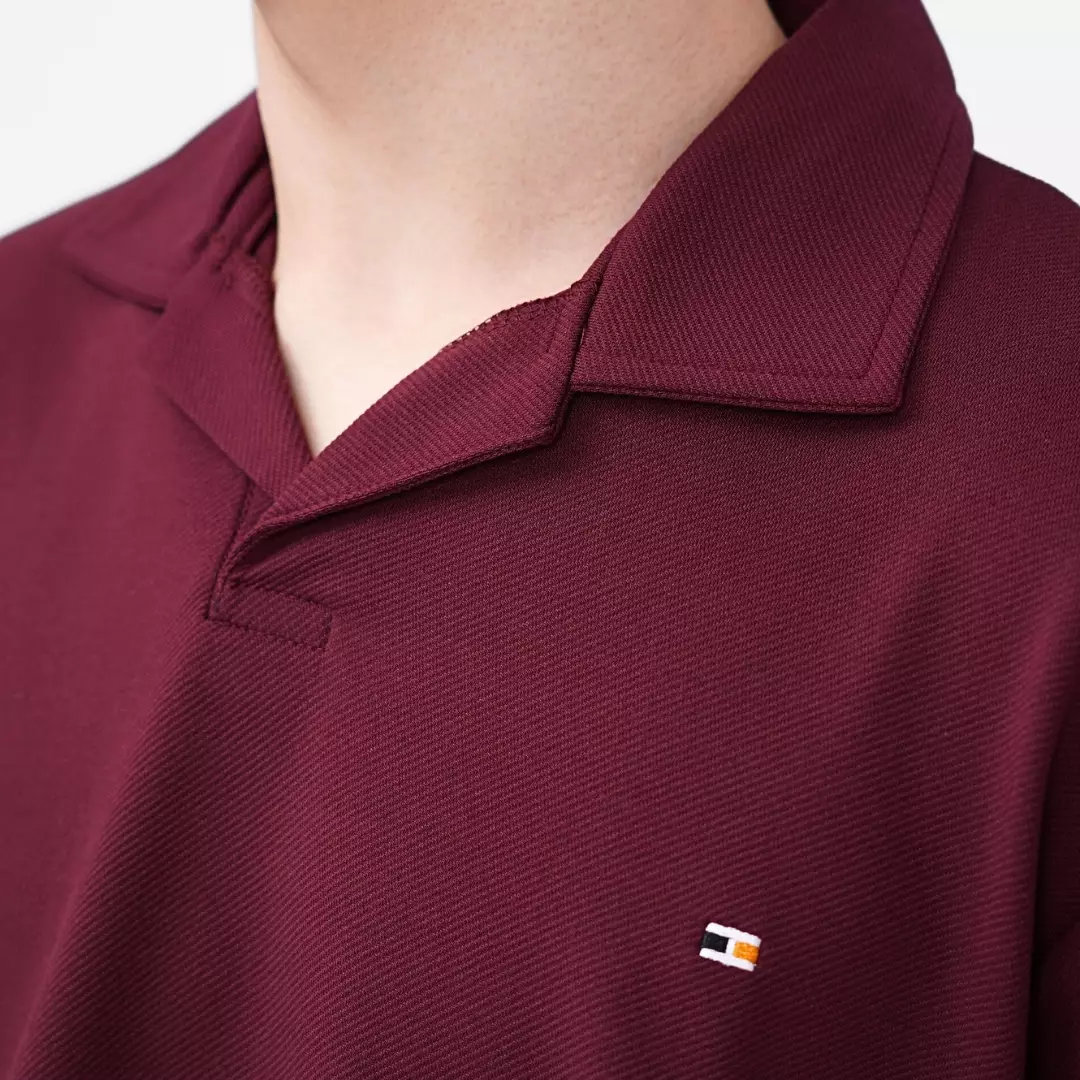 Ryusei Polo Oversize Kudo Twill Maroon