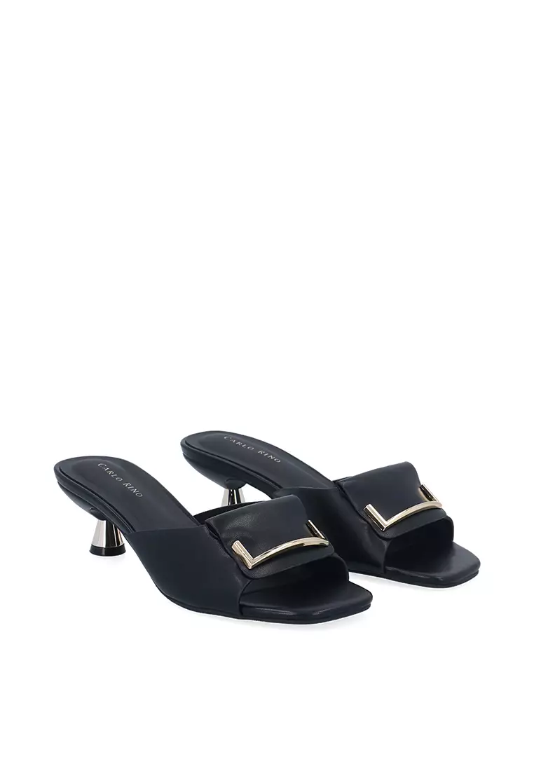 black Anara Kitten Heel Sandals