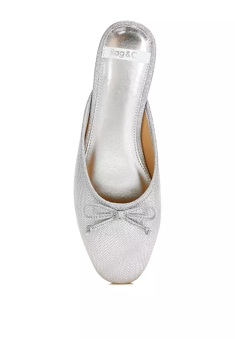 Party Bow Slip-On Mules in Silver