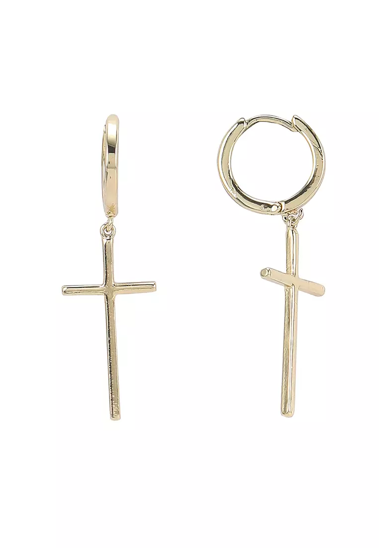 Buy Red s Revenge Minimalist Cross Huggie Hoop Earrings 2024