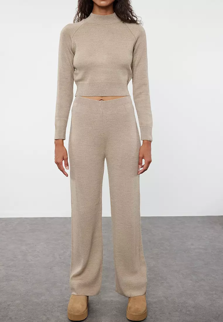 Mink Crop Basic Knitwear Bottom-Top Set Twoaw24Au00024