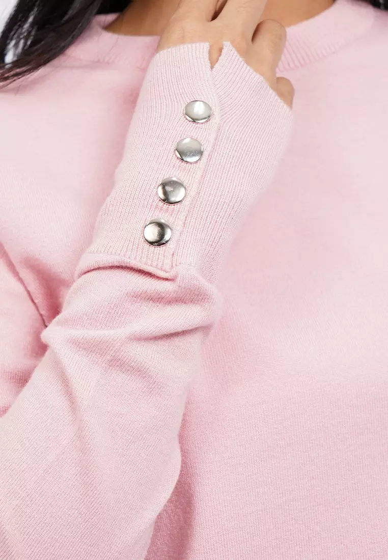 Long Sleeve Knit Top with Button Details