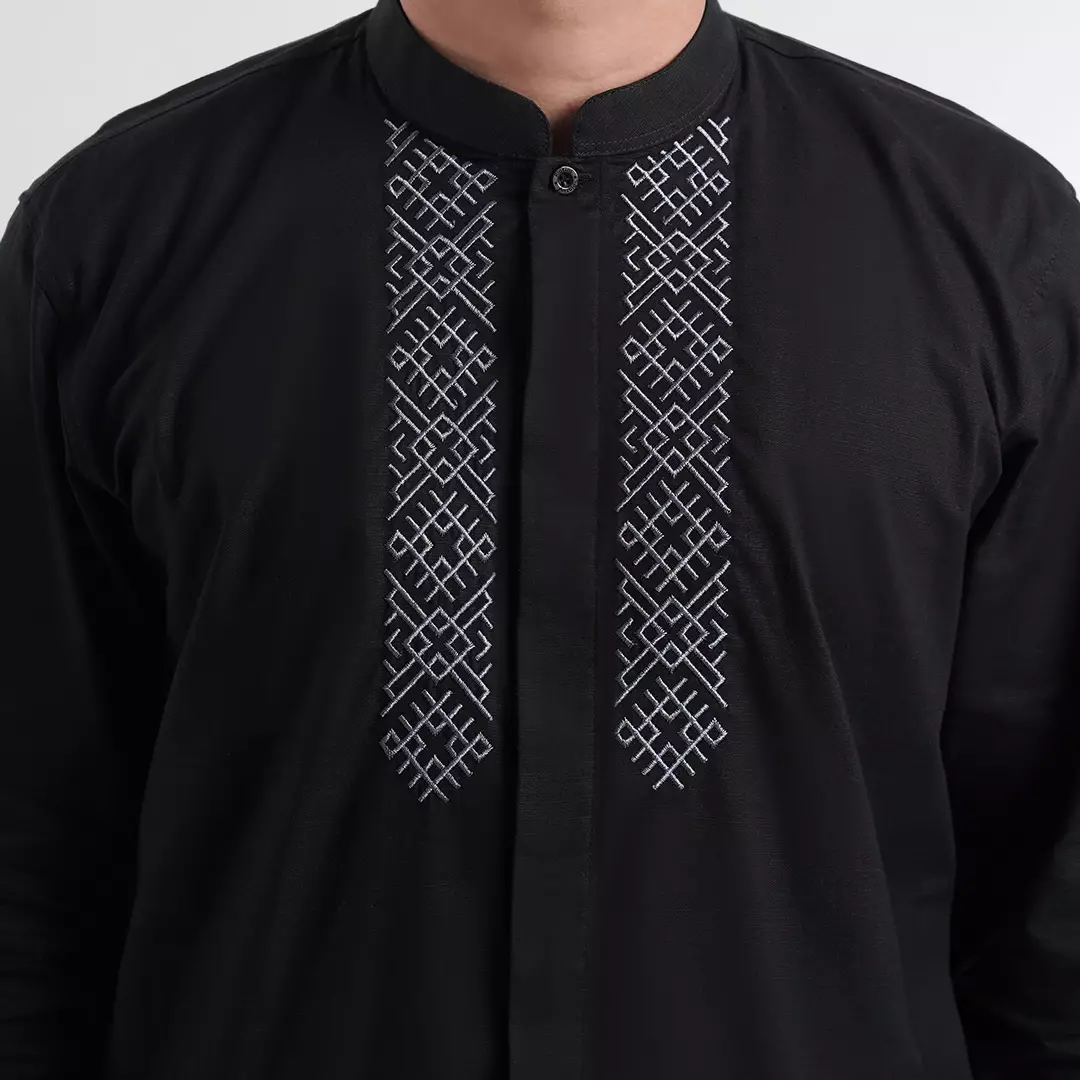 Platini Kemeja Koko Pria Lengan Panjang Katun Black 061025