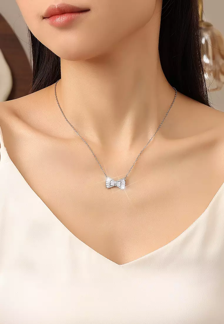 Kalung Wanita Berlian Perhiasan Original Fashion Luxury Dilapisi Platinum Anti Pudar Kalung Cewek
