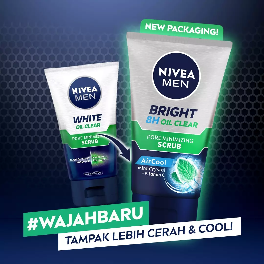 NIVEA MEN Bright Oil Clear Scrub 100ml - Twin Pack