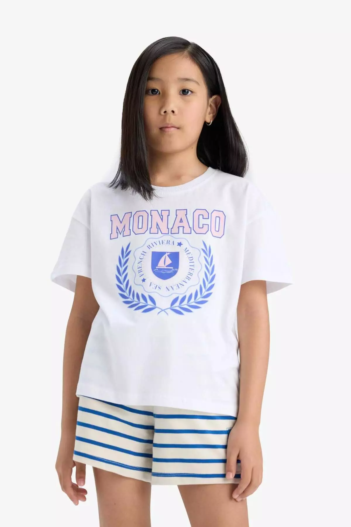 Girl's Elastic Waist Striped Shorts A2466A825Hs