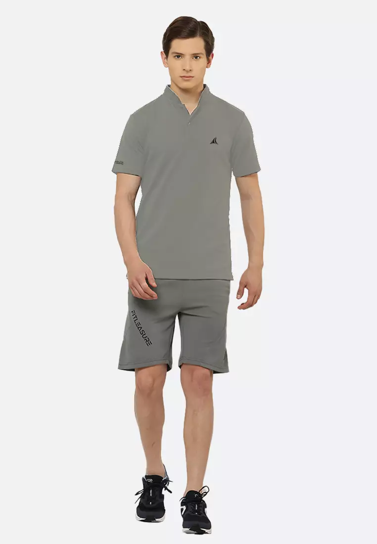 Grey Luxe Men's Athleisure Chinese Collar Designer Tee