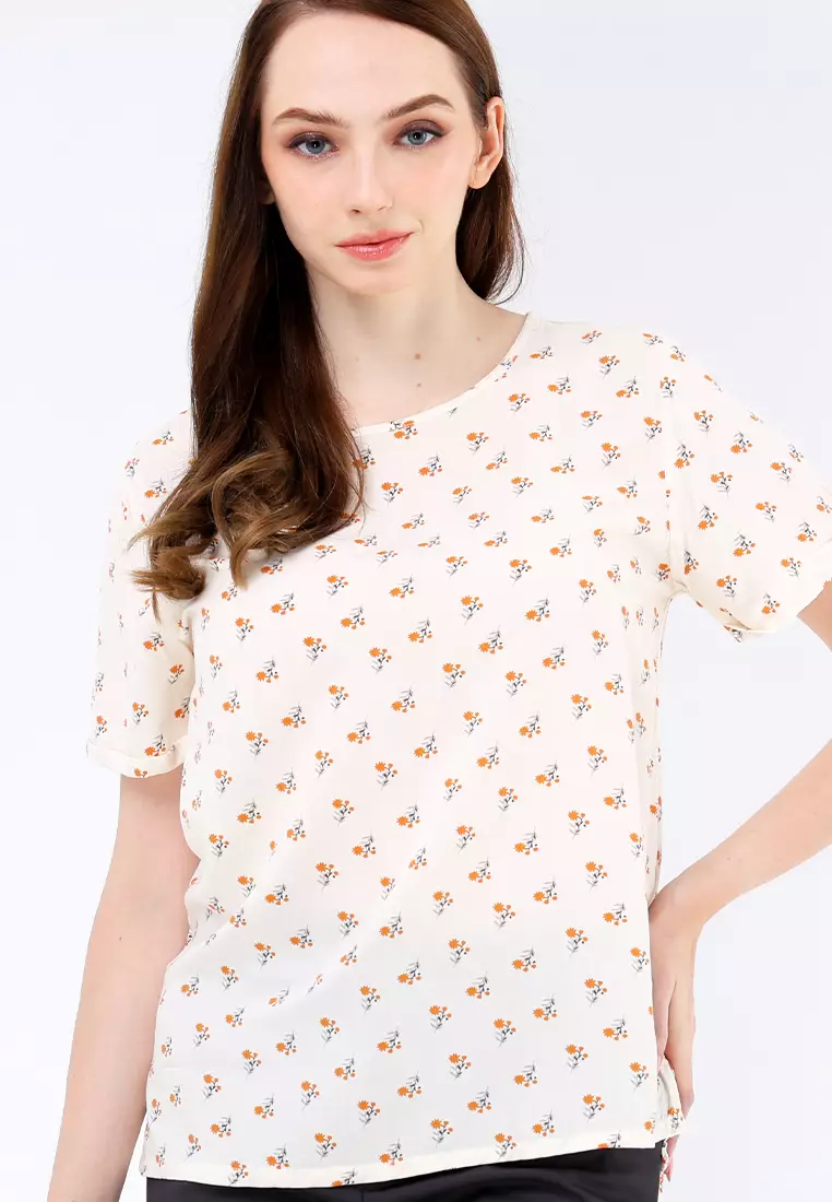 Woven Printed Rayon Short Sleeve Blouse