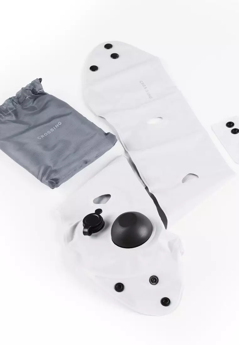 Crossing Inflatable Air Pump Neck Travel Pillow  Grey