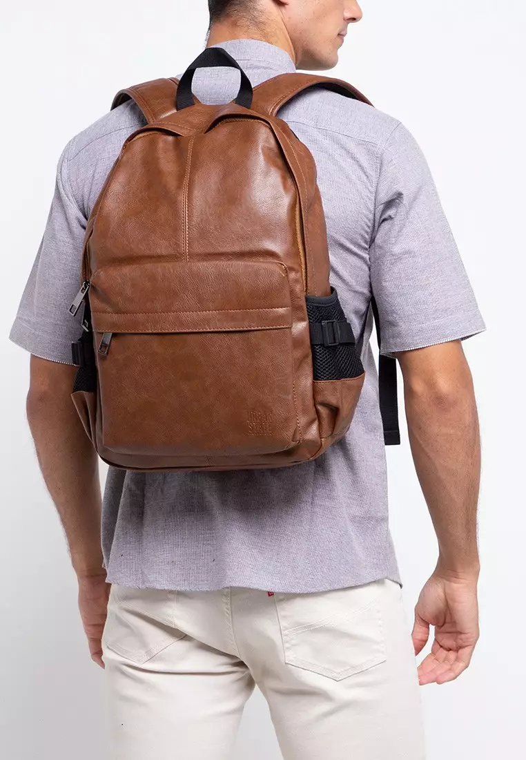 Distressed Leather Mesh Backpack