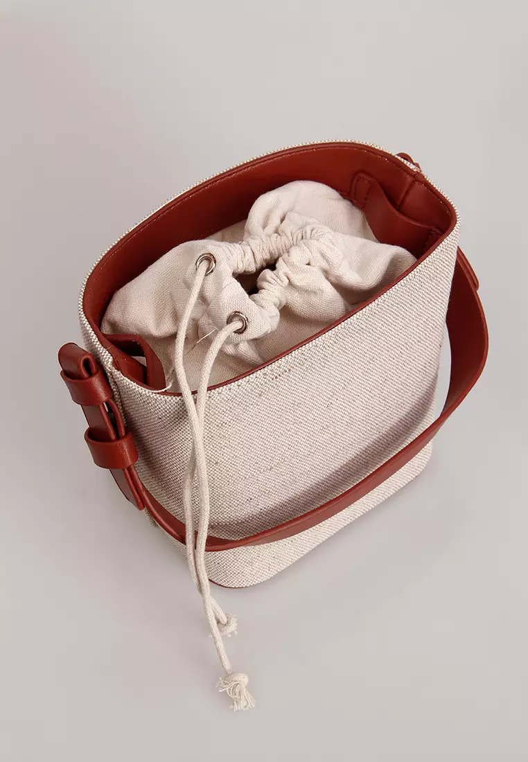 Simple Drawstring Canvas Bucket Bag CA090907