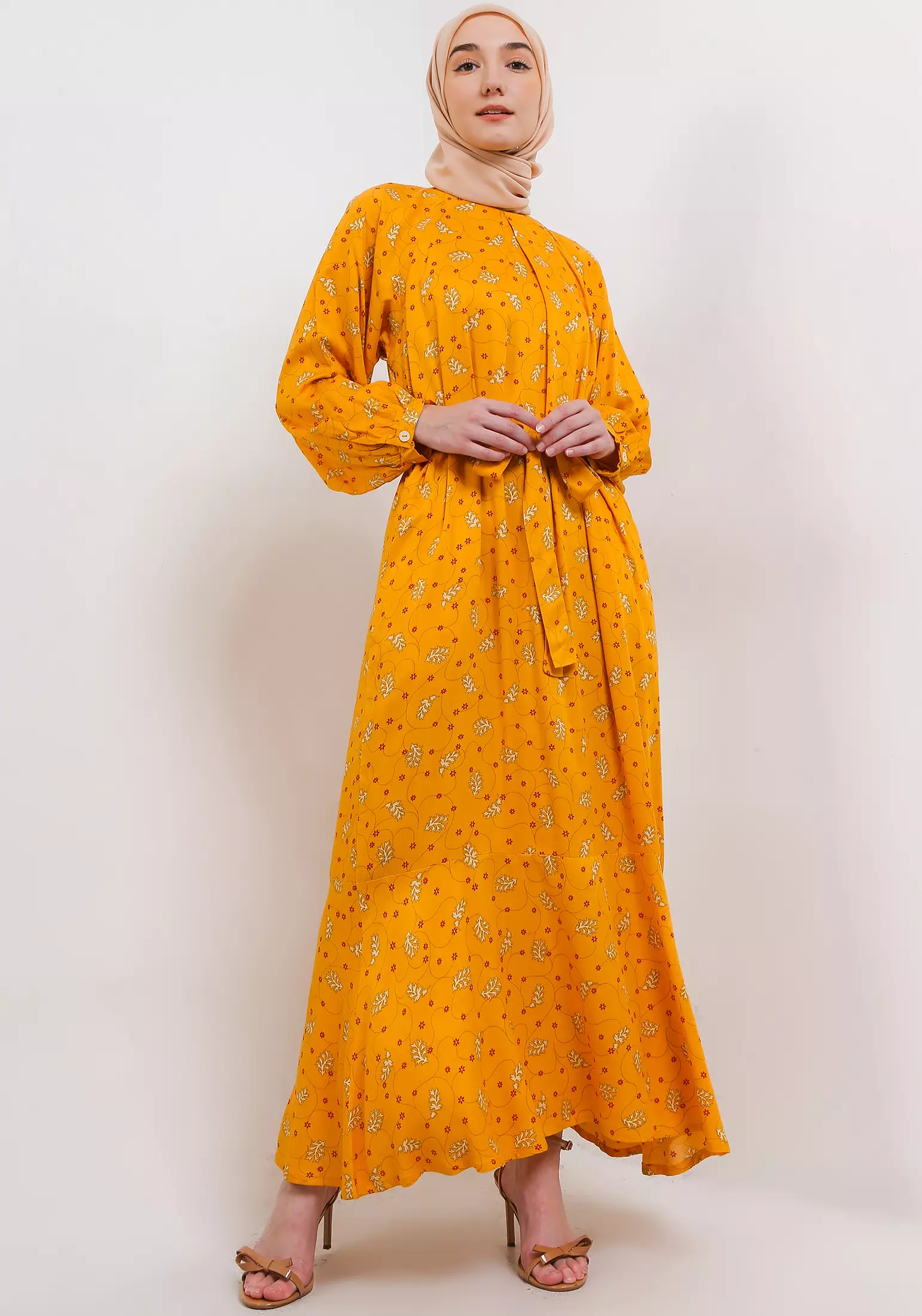 MFMW Suriname Dress Gamis Yellow Motif Bunga