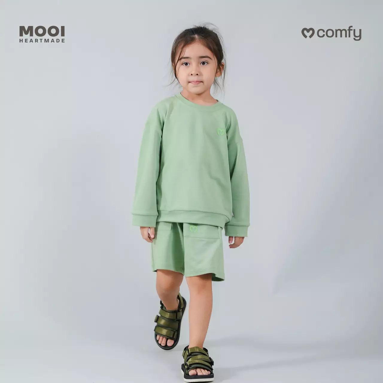 Mooi Sweater Anak Unisex Comfy Sweater Basic Kids - Sage Green