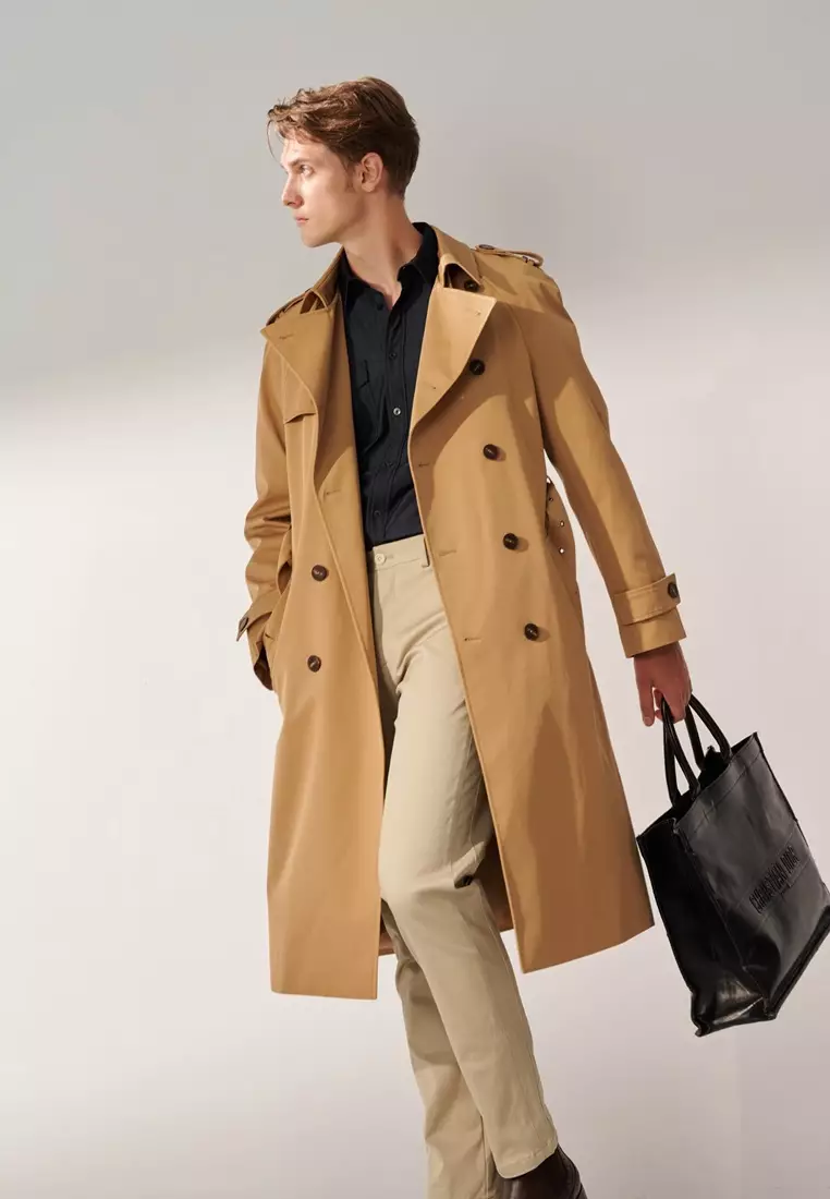 Khaki Double Breasted Trench Coat