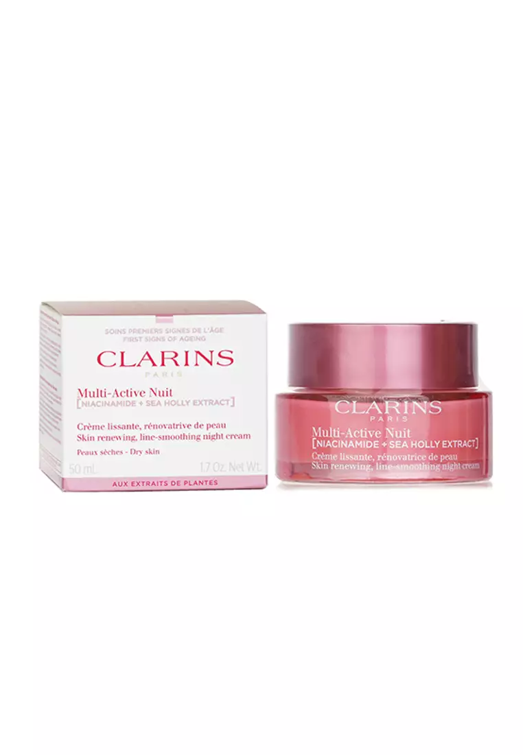 CLARINS - Multi-Active Nuit (Niacinamide + Sea Holly Extract) Skin Renewing Line-Smoothing Night Cream Dry Skin 50ml/1.7oz