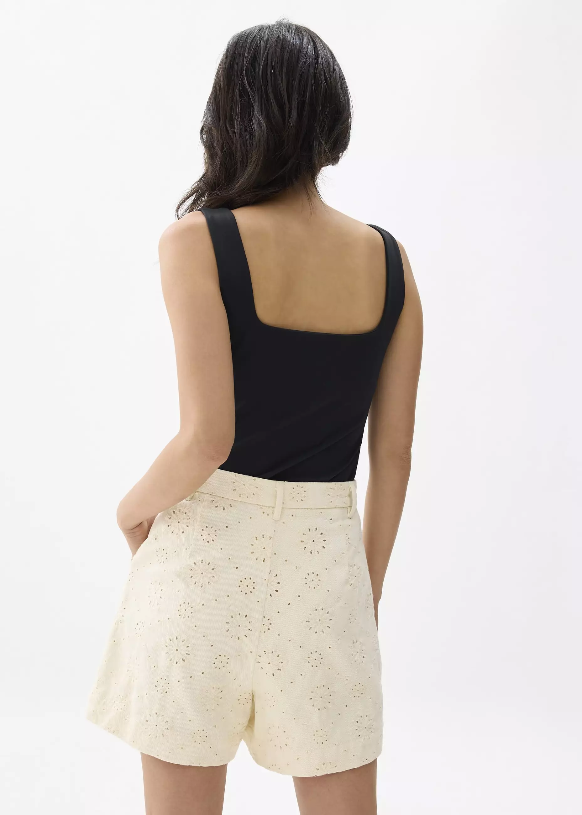 Celana Pendek Wanita - Broderie High Waist Tailored Shorts