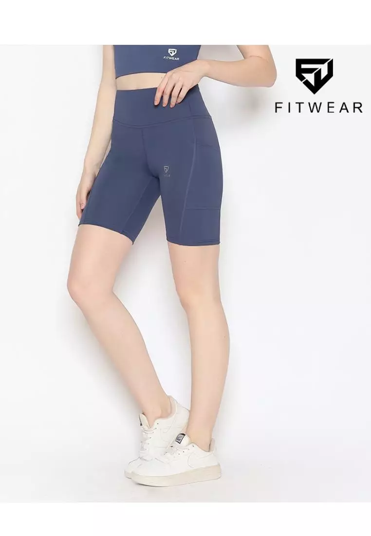Fitwear - Celana / Legging Pendek Olahraga Wanita KARINA BASIC POCKET MEDIUM WAIST - NAVY