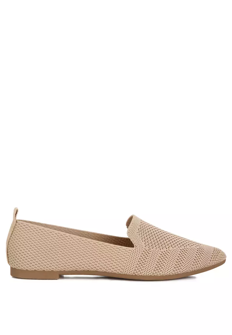 Discount on London Rag  shoes - SKU: Knit Textile Solid Flats In Beige