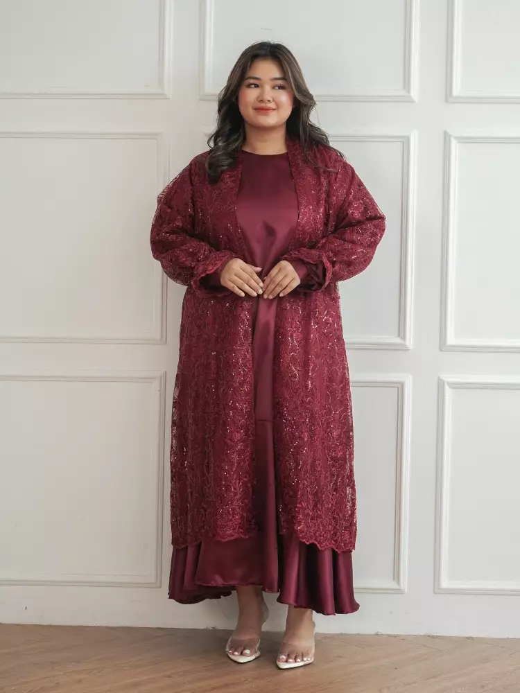 xtramiles Ladies outer gailee set with long sleeve inner maroon maroon