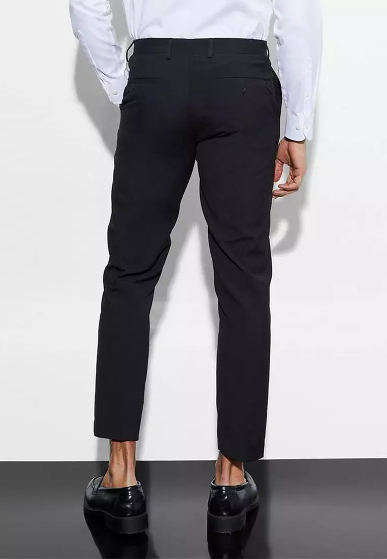 Enzy Basic Celana Formal Pria Ankle Pants - Hitam