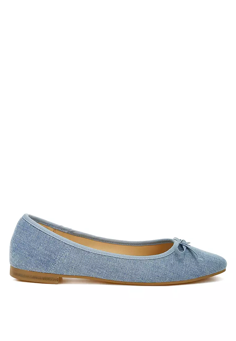 Discount on Rag & CO.  shoes - SKU: Bow Detail Denim Ballerinas in Denim Blue