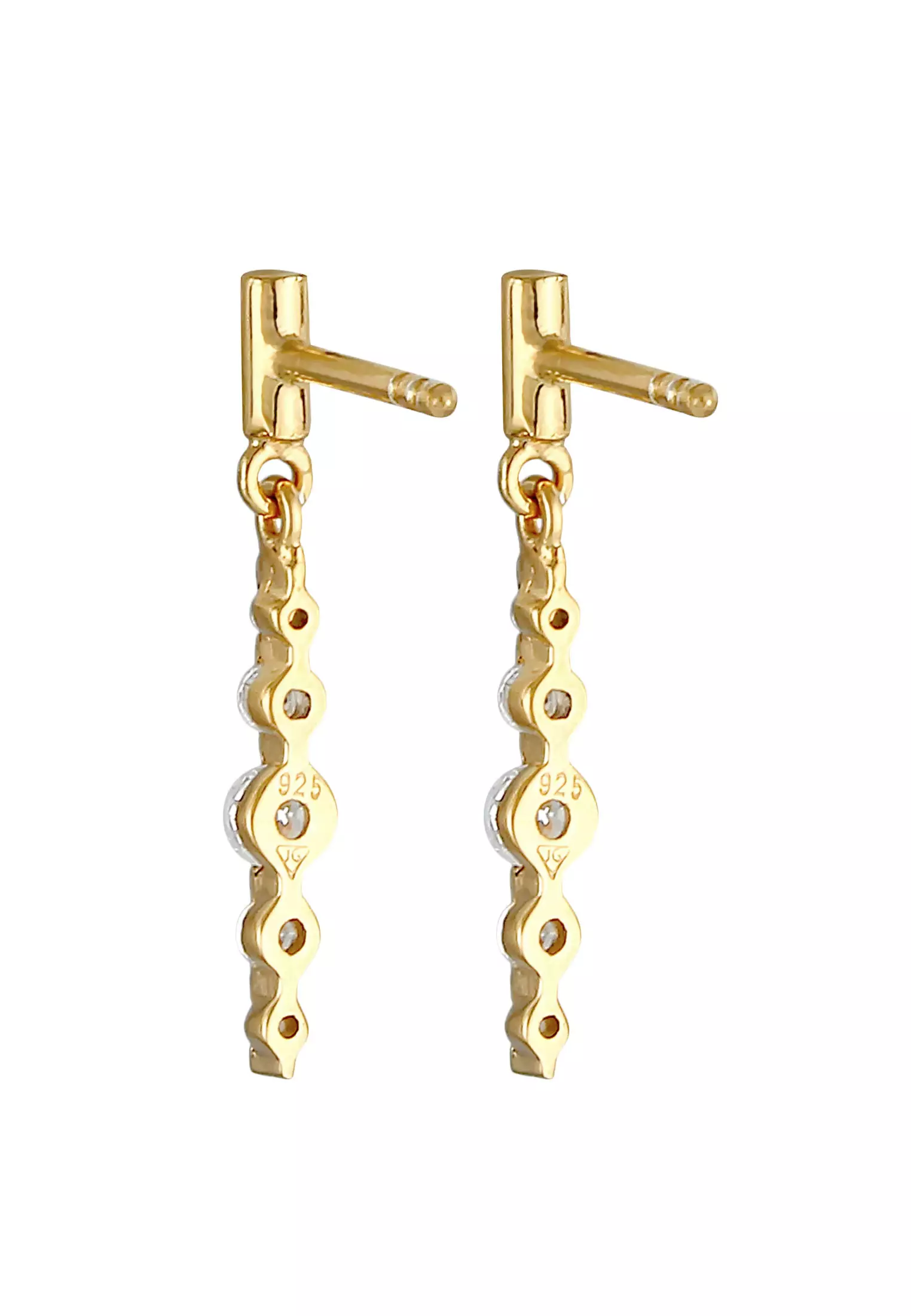 Earrings Stud Classic Glamour Cubic Zirconia Stones Gold Plated