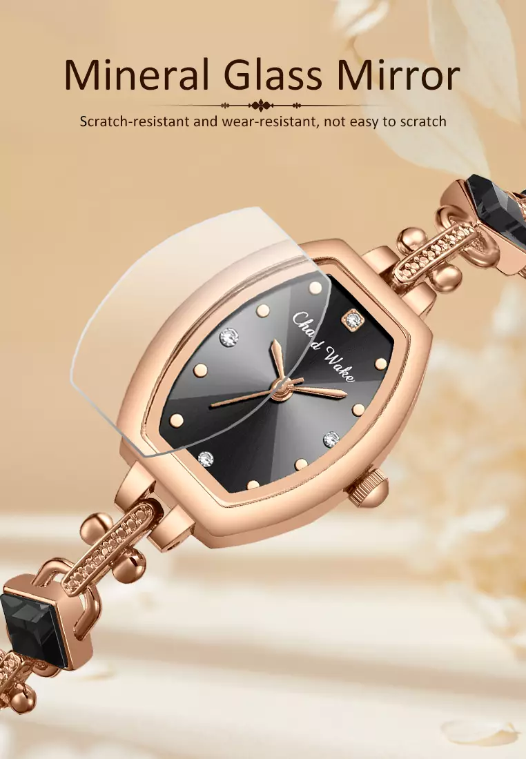 Jam Tangan Wanita Original Korea Gelang Fashion Original Jam Tangan Cewek Anti Air roseblack