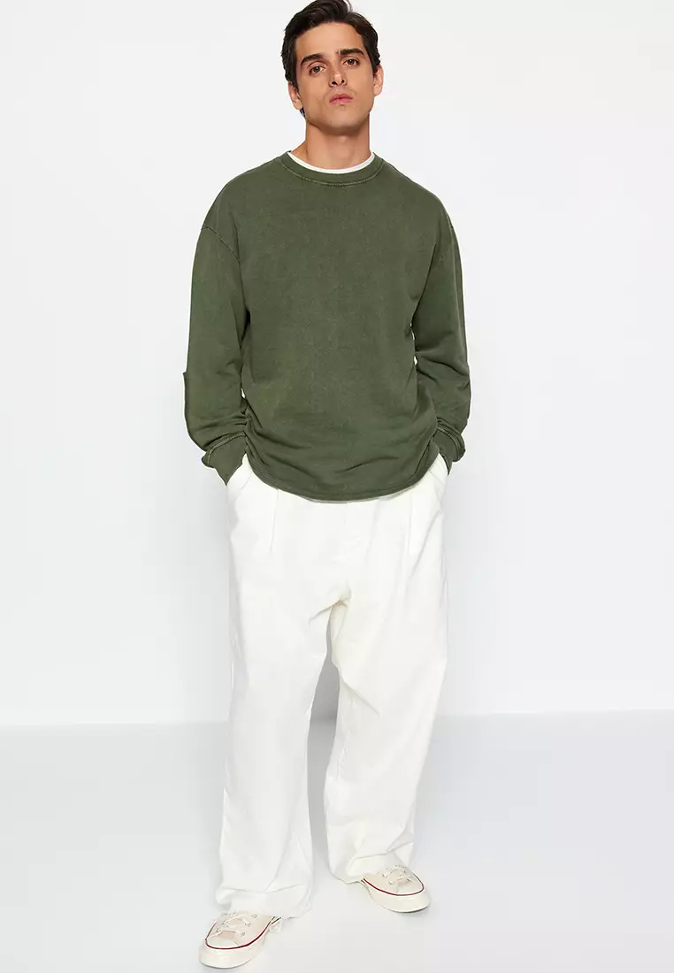 Faded Effect Cotton Sweatshirt