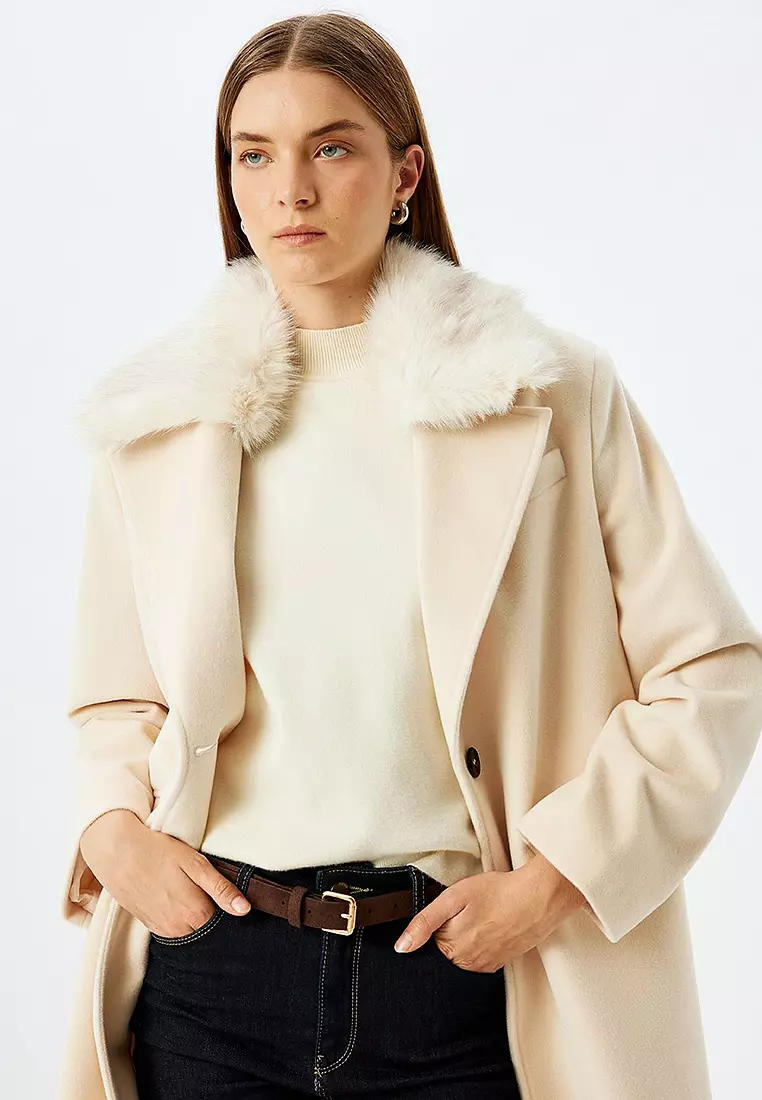 Faux Fur Collar Coat