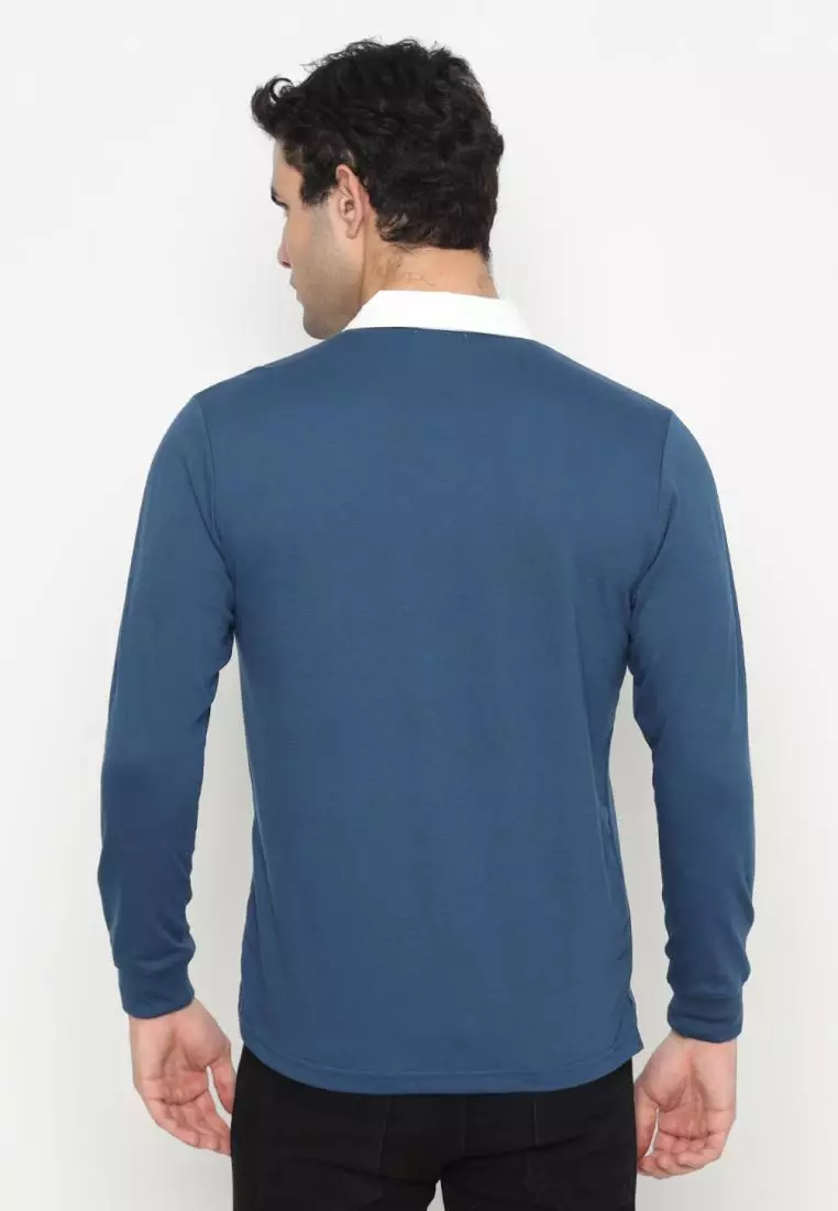 Matsuda Kaos Rugby Polo Shirt Pria Lengan Panjang Fujidera