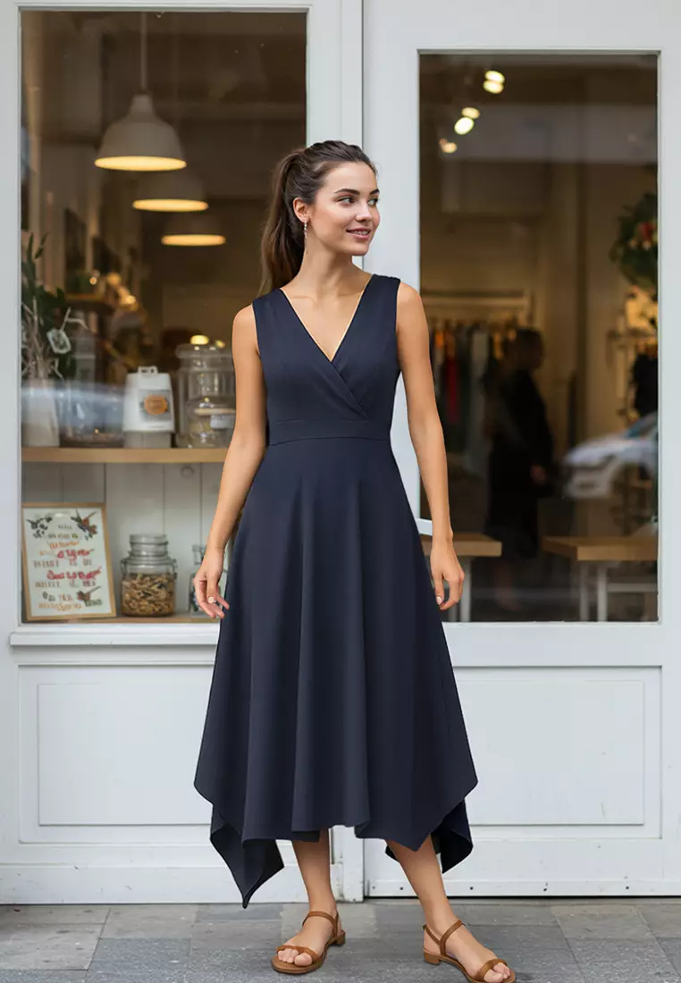 Anthracite Pique Slit Double Breasted Closure Maxi Flexible Knit Dress TWOSS25EL00458