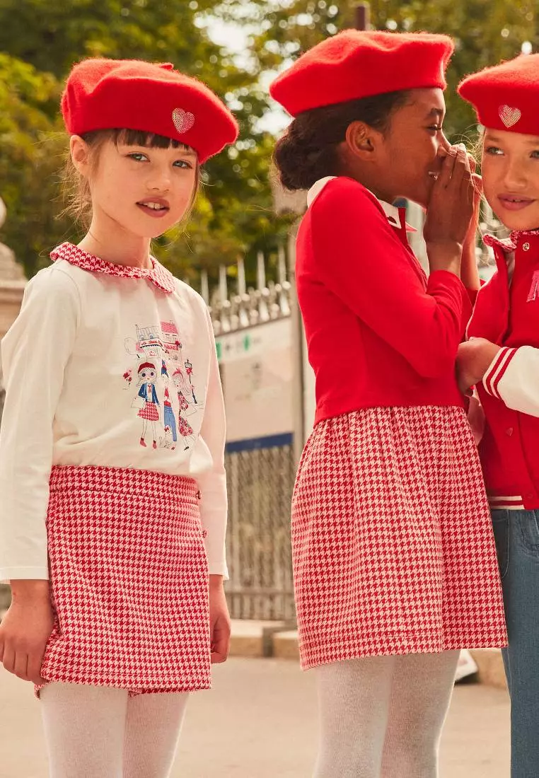 Houndstooth printed skort