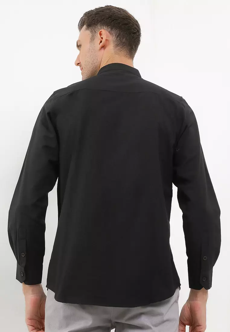 Kemeja Pria Polos Katun Sigaret Lengan Panjang BLACK Exclusive Premium