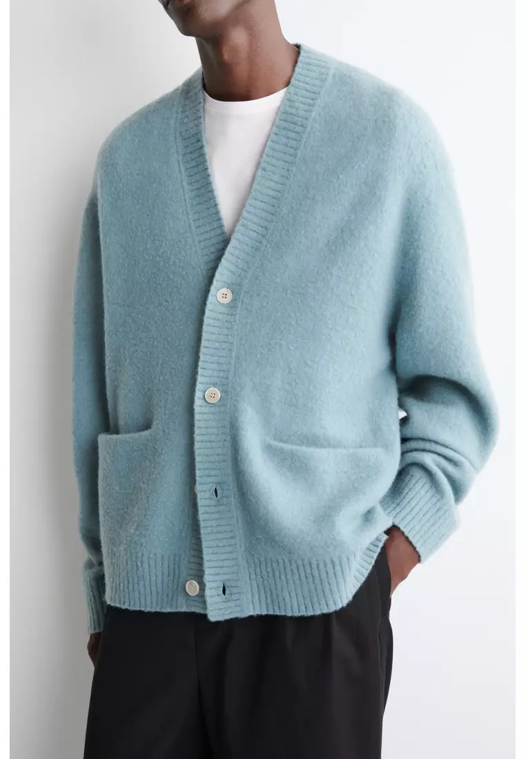 BRUSHED-WOOL V-NECK CARDIGAN