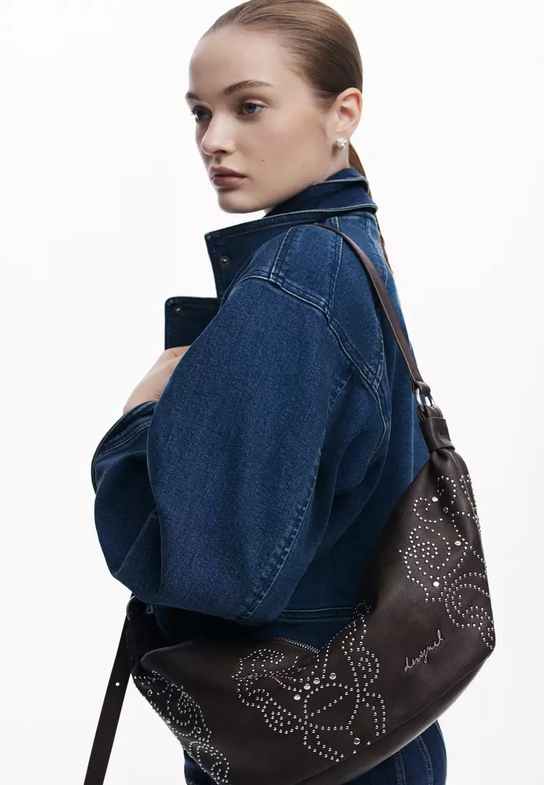 Medium faux leather studded bag