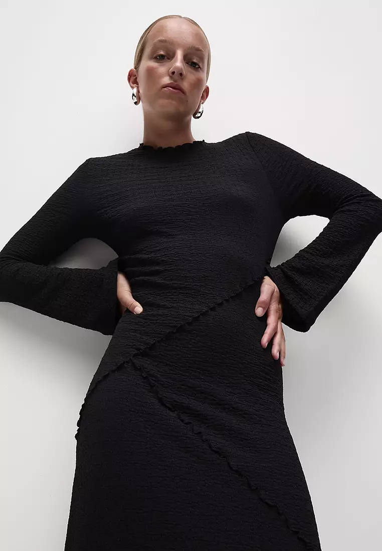 Jersey Textured Midaxi Relaxed Skater Dress