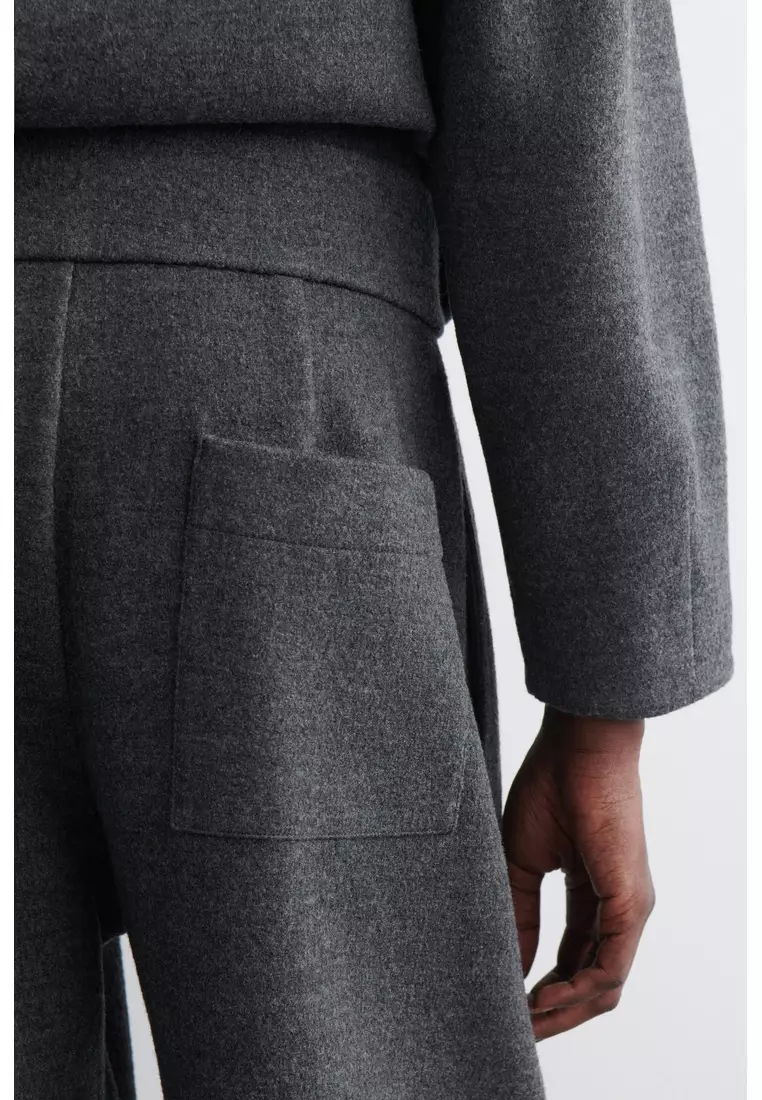 BOILED-WOOL BARREL-LEG TROUSERS