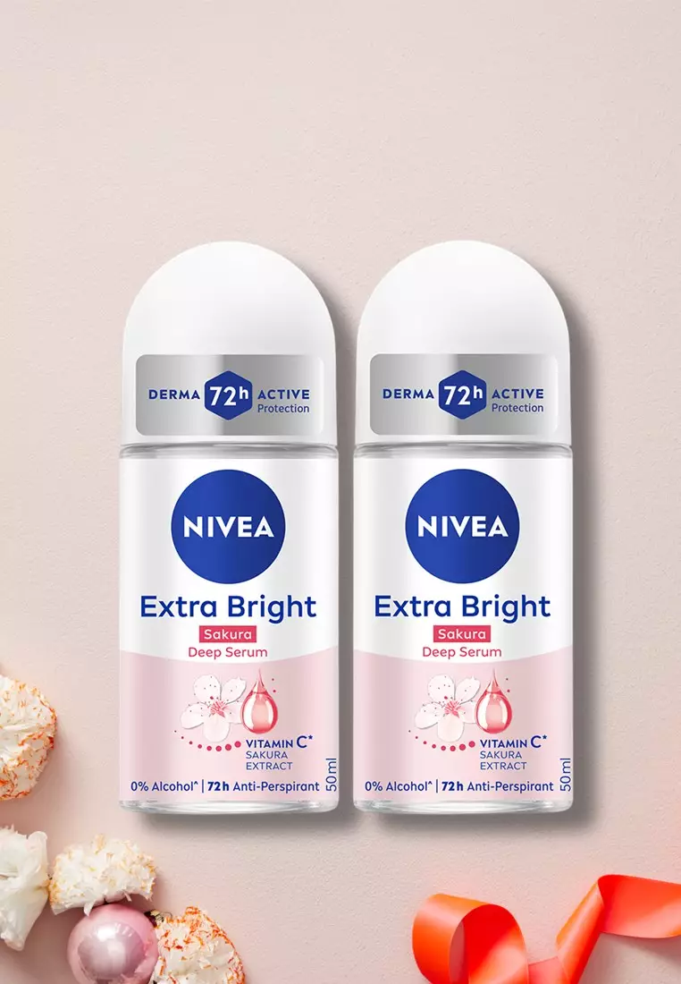 PACK OF 2 Deodorant Brightening Serum Sakura Anti-Perspirant Roll-on with Vitamin C, 50ml