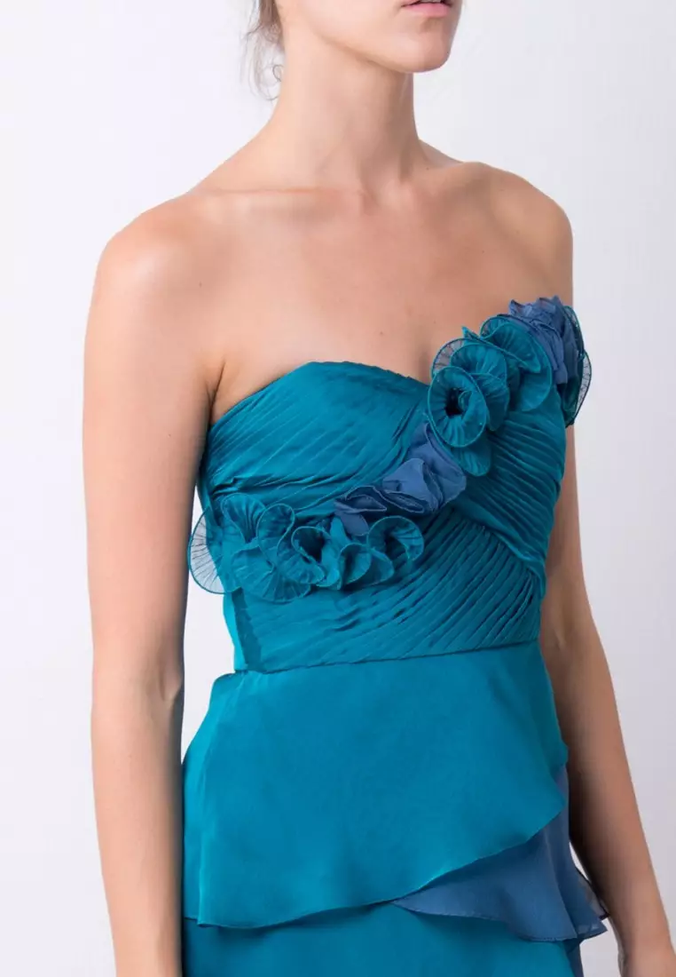 Romantic Strapless Tiered Irregular Cross Cocktail Dress