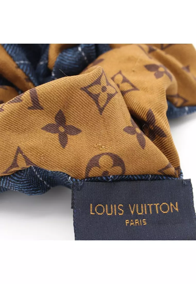 Louis Vuitton Ribbon Scarf Bandeau Monogram Brown Ivory Silver