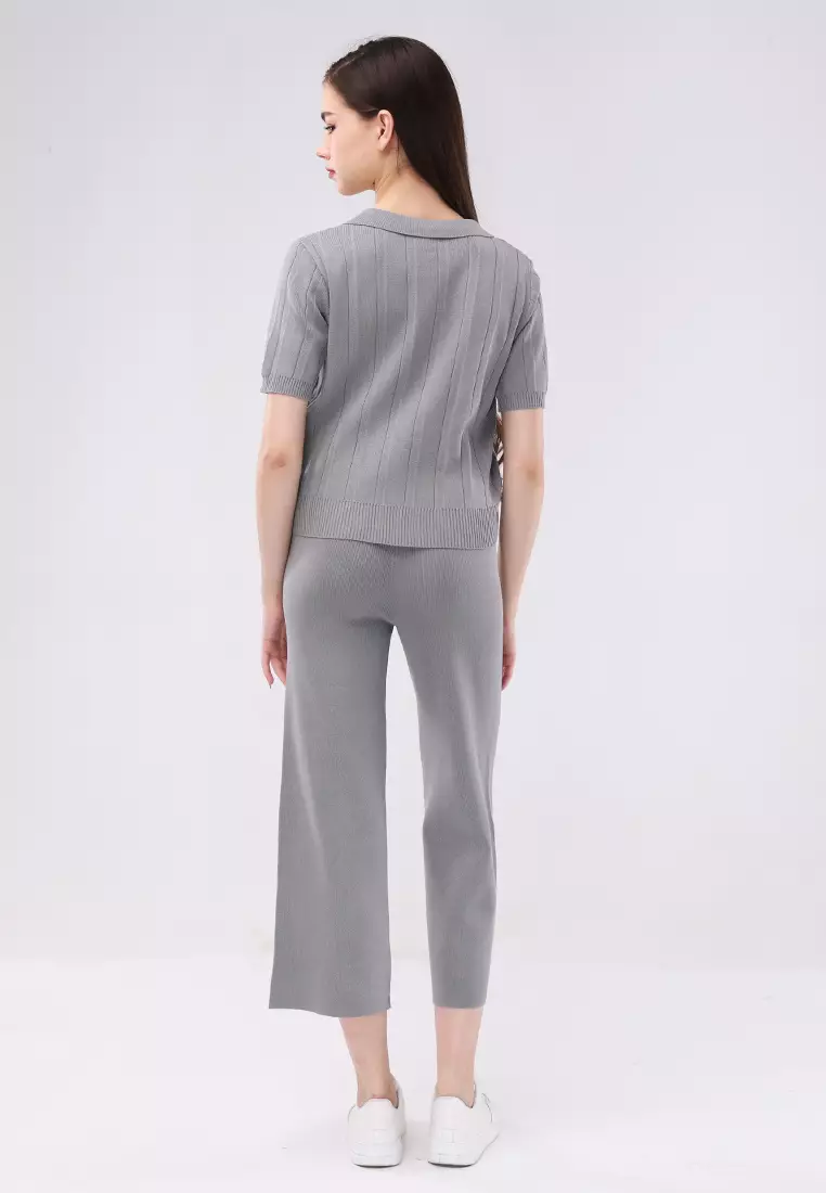 Knitted Short Sleeve Tops/Pants Terno