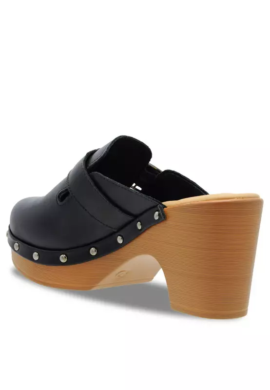 Solid Tone Wooden Casual Heels