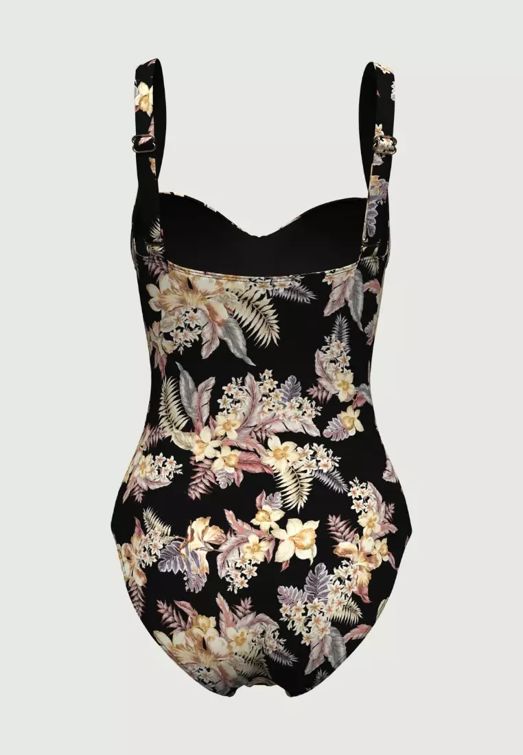 Desert Tropics Black Plus Cup Ruched Onepiece