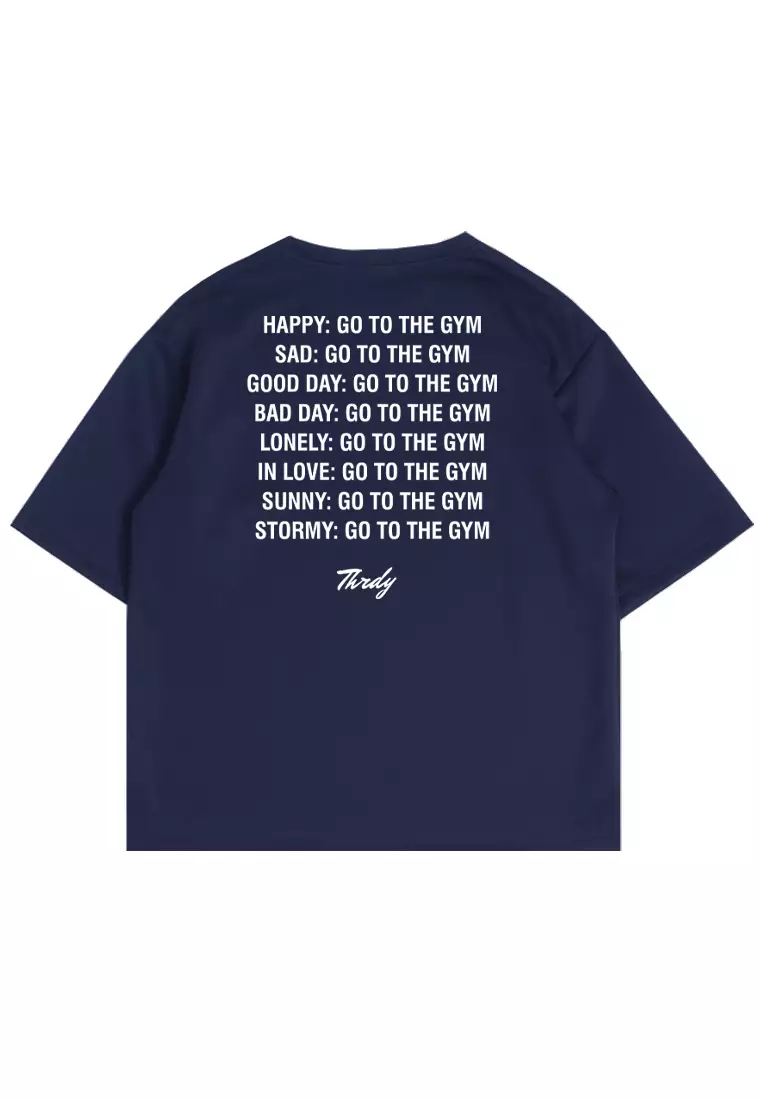 MTW17 kaos oversize gym pria distro bahan tebal scuba "go to the gym" navy