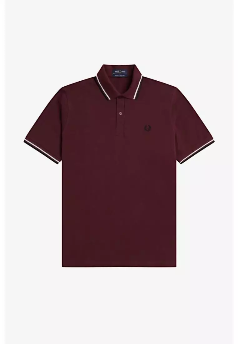 Fred Perry M12 Twin Tipped Fred Perry Shirt (Oxblood / White / Black)