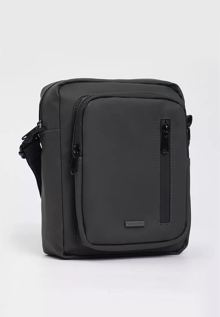 PU Coated Sling Bag with Metal Bar Branding